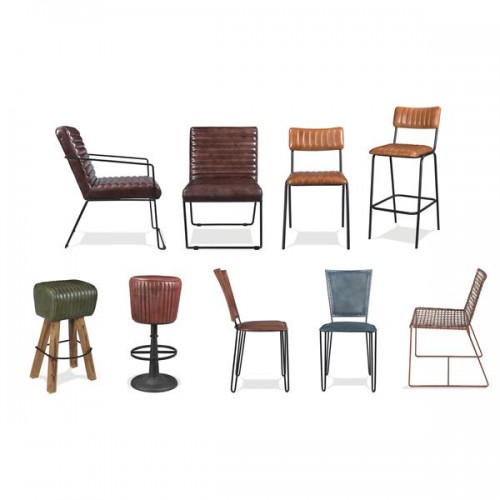 Mix-N-Match Chairs Tufted Leather Swivel Bar Stool